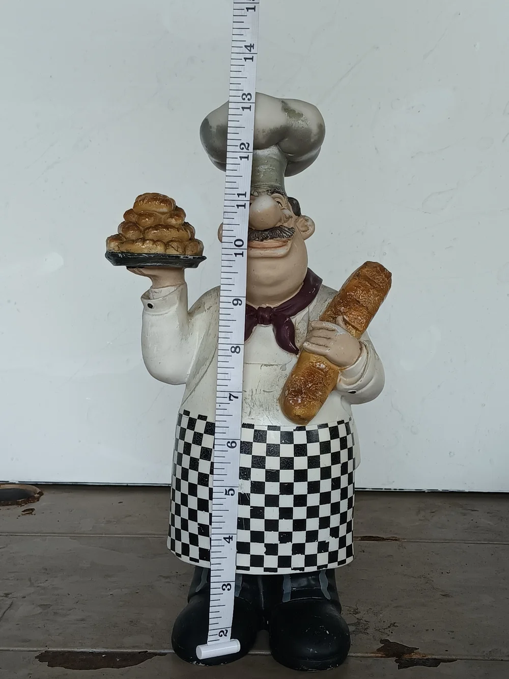 Vtg Fat Italian Baker/ Chef Figurine Kitchen Decor Resin Statue Holding Bread Lg